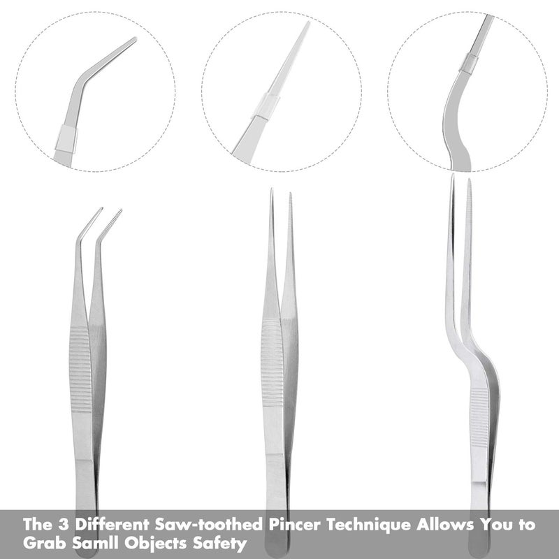 Cridoz 6 Pcs Stainless Steel Kitchen Cooking Tweezers Precision Tongs Drawing Spoons Offset Spatula for Food Culinary Plating Decorating - Image 3